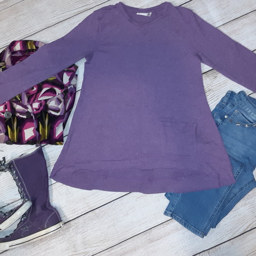 🛒Purple High-Lo Sweatshirt w/ Pocket 🏷 Size 12